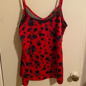 *SOLD* Red Floral Tank Top Blouse, size M